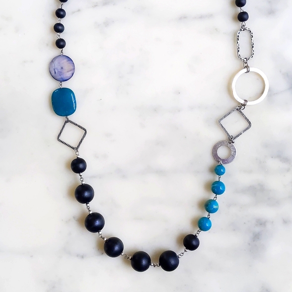 NWOT. The Limited Multiple Shapes/Colors/Materials Chained Necklace. - Picture 4 of 5